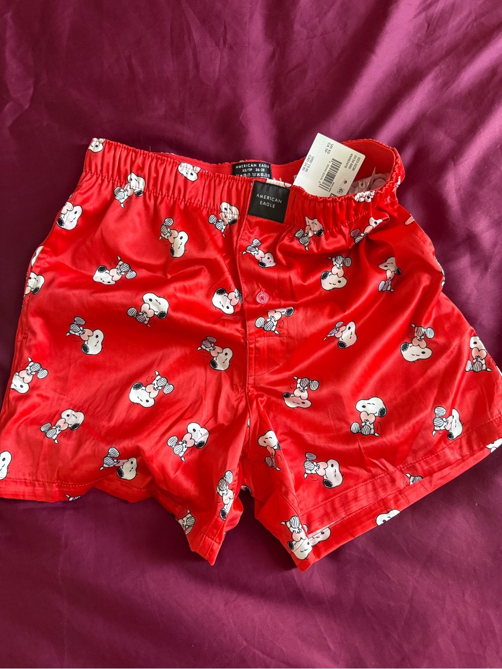 American Eagle Outfitters Red Snoopy Pattern Boxer Shorts